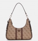 Guess Noreen Top Zip Shoulder Bag , Latte Logo/Brown thumbnail