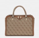 Guess Orlina Logo Society Satchel, Latte Logo/Brown thumbnail