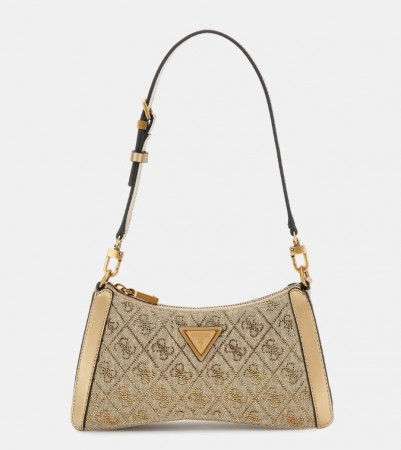 Guess Dili Top Zip Shoulder Bag, Latte Logo