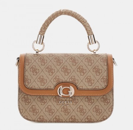 Guess Orlina Logo Top Handle Flap, Latte Logo/Brown
