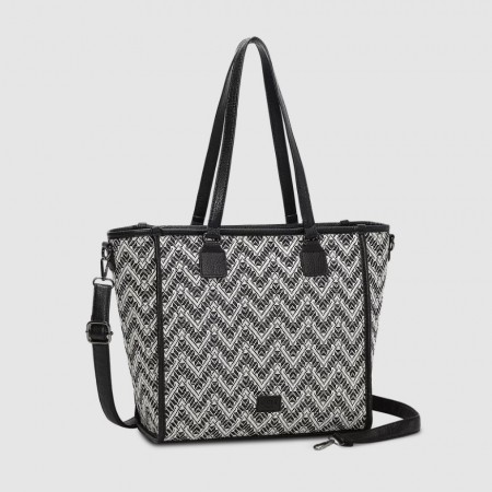 Lycke Tote Bag Flora, Black/White