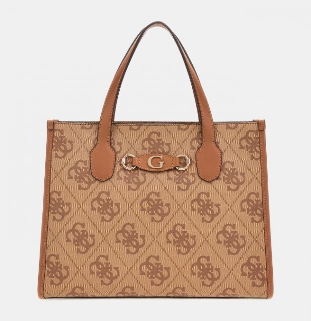 Guess Izzy 2 Comp Tote, Latte Logo