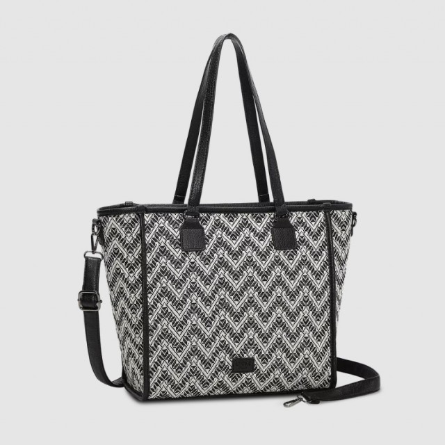 Lycke Tote Bag Flora, Black/White