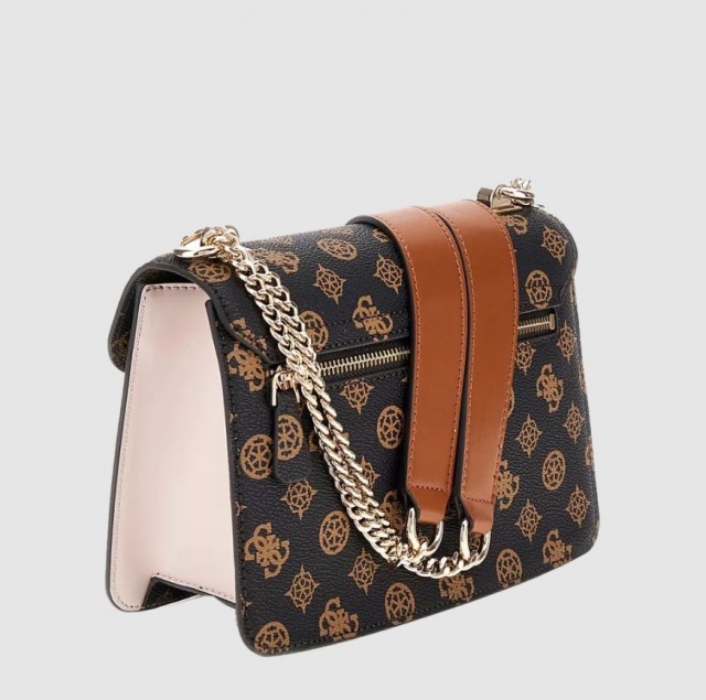 Guess Evelune Convertible Xbody Flap, Mocha Logo 