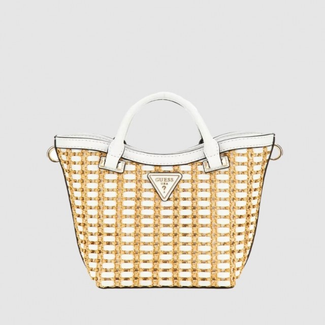 Guess Atalia Mini Tote, Natural/White