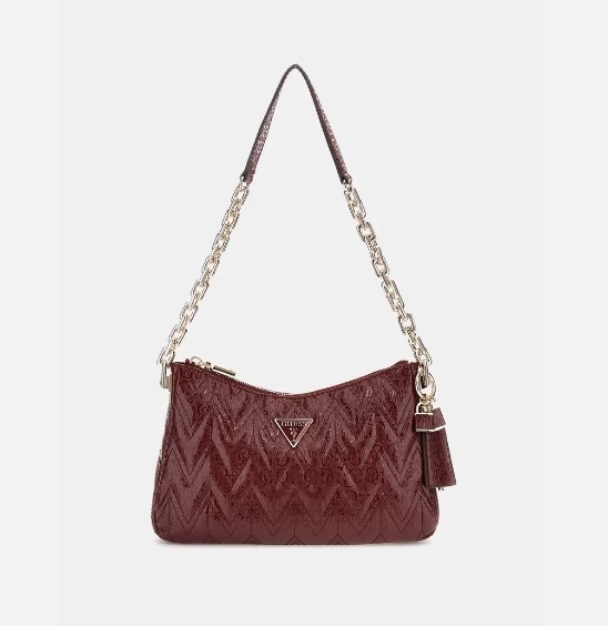 Guess Adelard Top Zip Shoulder Bag, Burgundy