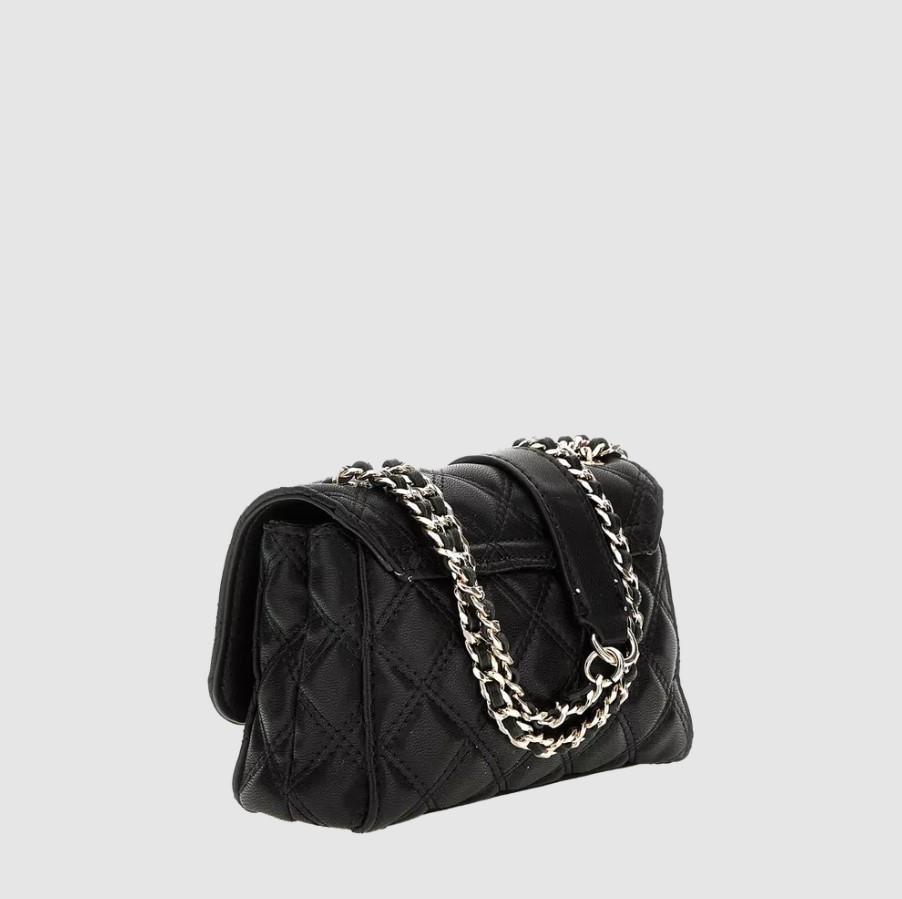 Guess Giully Mini 2 Comp Convirtable Flap,Black