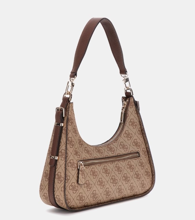 Guess Noreen Top Zip Shoulder Bag , Latte Logo/Brown