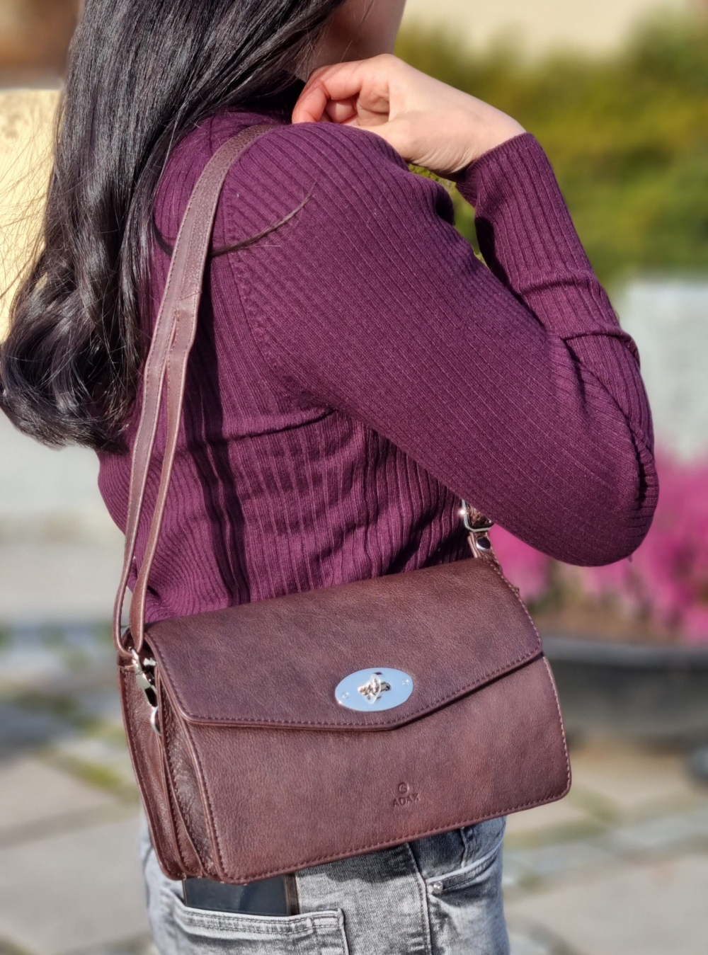 Adax Ravenna Shoulder Bag Anika, Dark brown