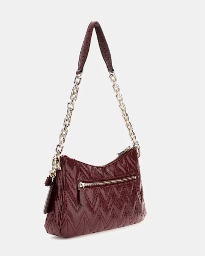 Guess Adelard Top Zip Shoulder Bag, Burgundy