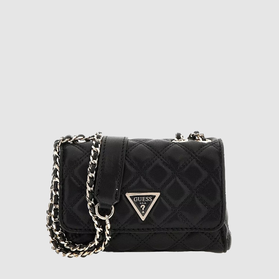 Guess Giully Mini 2 Comp Convirtable Flap,Black