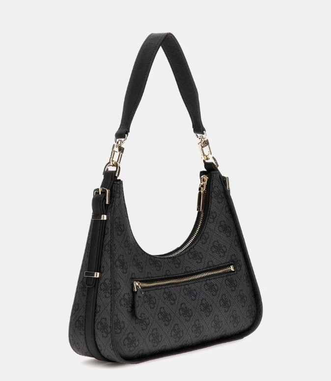 Guess Noreen Top Zip Shoulder Bag , Coal Logo