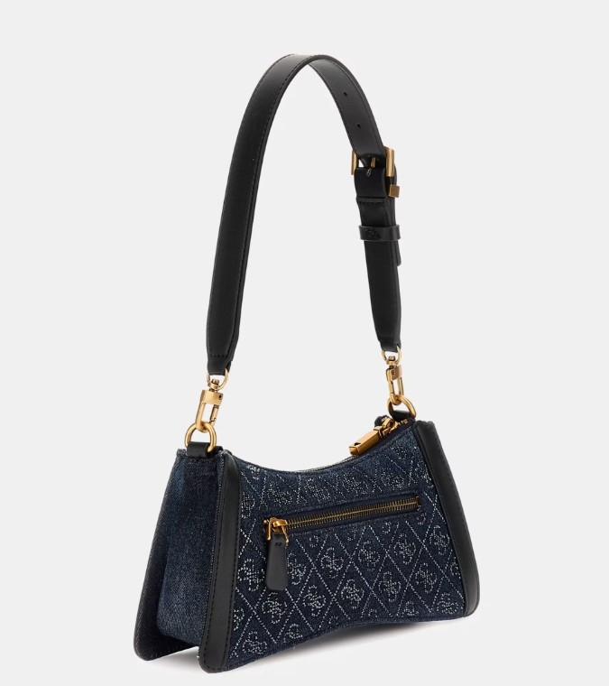 Guess Dili Top Zip Shoulder Bag, Black Logo