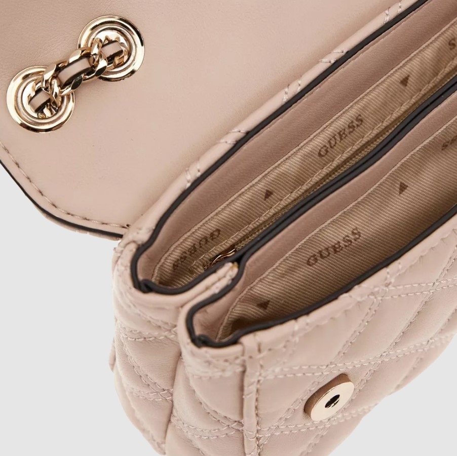 Guess Giully Mini 2 Comp Convirtable Flap, Light Beige