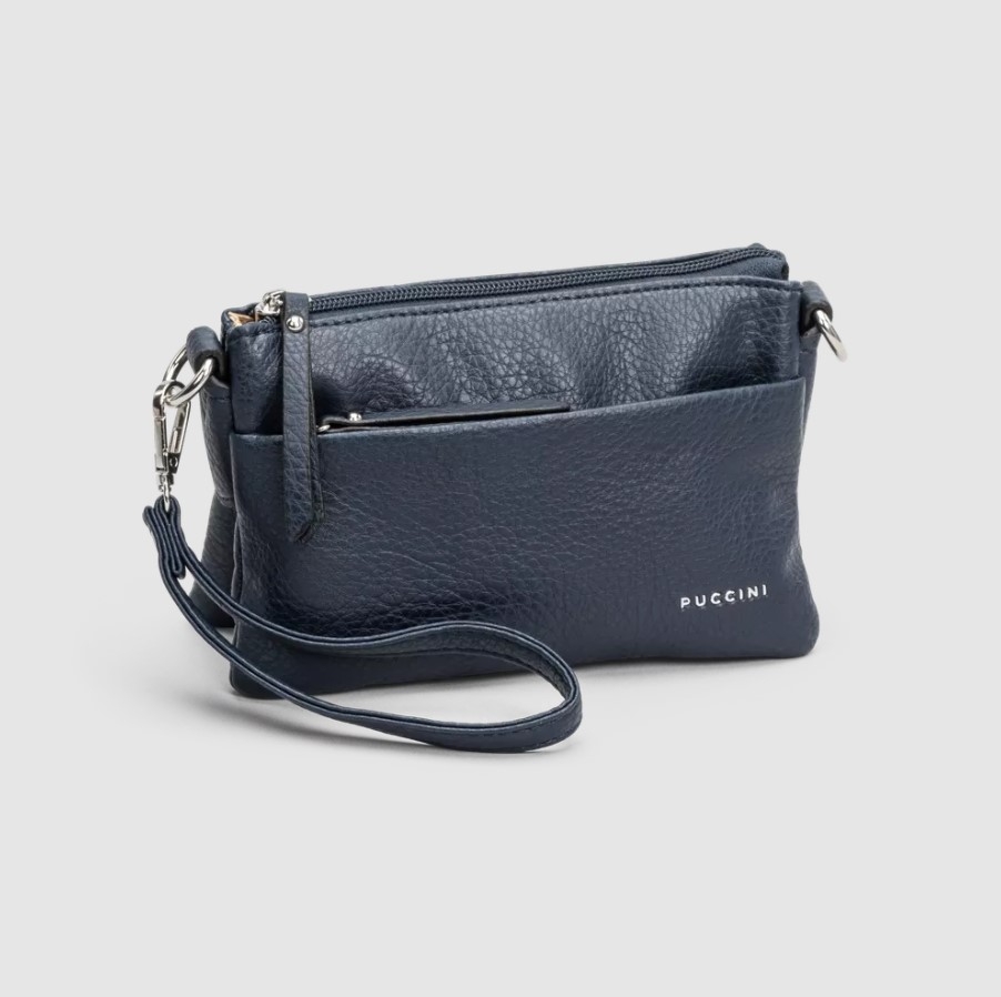 Stilig clutch-veske med avtagbar kort og lang reim.