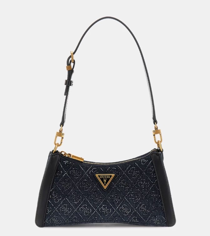 Guess Dili Top Zip Shoulder Bag, Black Logo